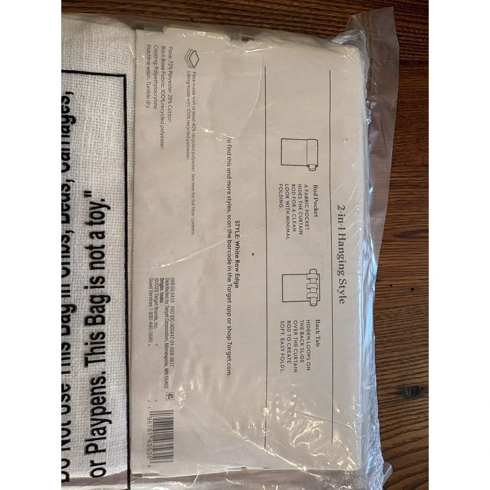 Threshold Blackout Curtain Panel White Raw Edge 50 x 63 Rod Pocket  NEW!